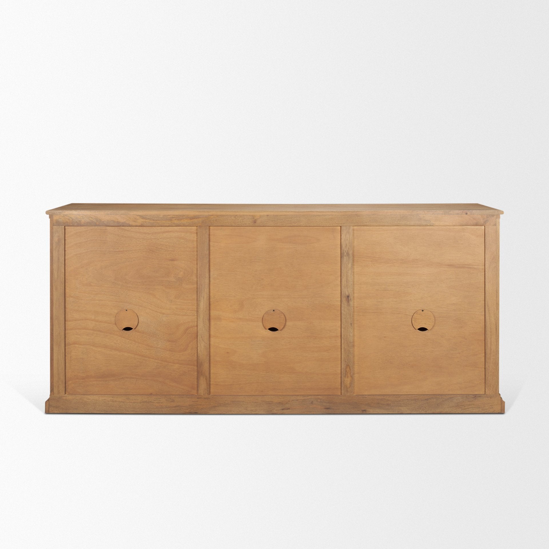 Mercana Braxton Brown Solid Wood with Antiqued Aged Brass Knobs 3 Drawer 6 Door Sideboard