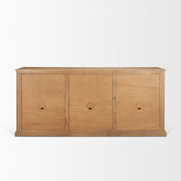 Mercana Braxton Brown Solid Wood with Antiqued Aged Brass Knobs 3 Drawer 6 Door Sideboard