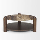 Mercana Jovia Brown Mango Wood With Cappuccino Marble Round Coffee Table