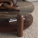 Mercana Jovia Brown Mango Wood With Cappuccino Marble Round Coffee Table