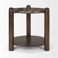 Mercana Jovia Brown Mango Wood With Cappuccino Marble Round Side Table