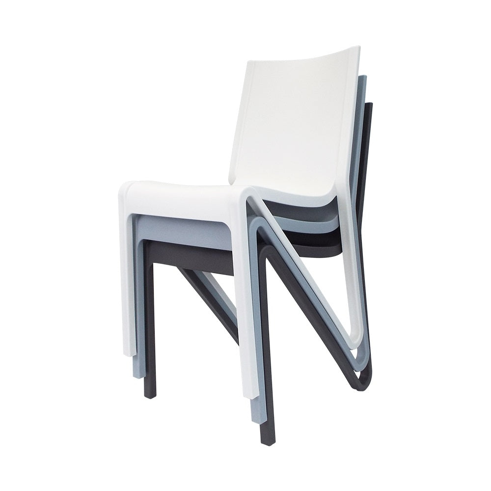 Lagoon Toppy Stackable Modern V Dinning Chair - Cool Grey/Dark Grey/White 4 pcs Set