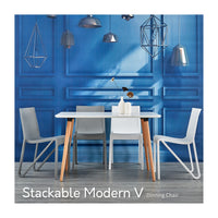 Lagoon Toppy Stackable Modern V Dinning Chair - Cool Grey/Dark Grey/White 4 pcs Set