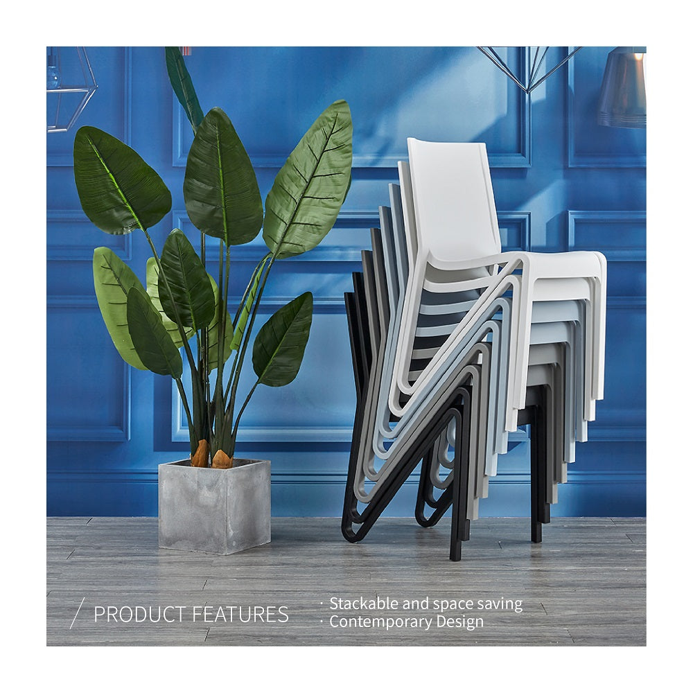 Lagoon Toppy Stackable Modern V Dinning Chair - Cool Grey/Dark Grey/White 4 pcs Set