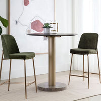 Sunpan Zeke Counter Stool Antique Brass in Bergen Ivory / Bergen Olive