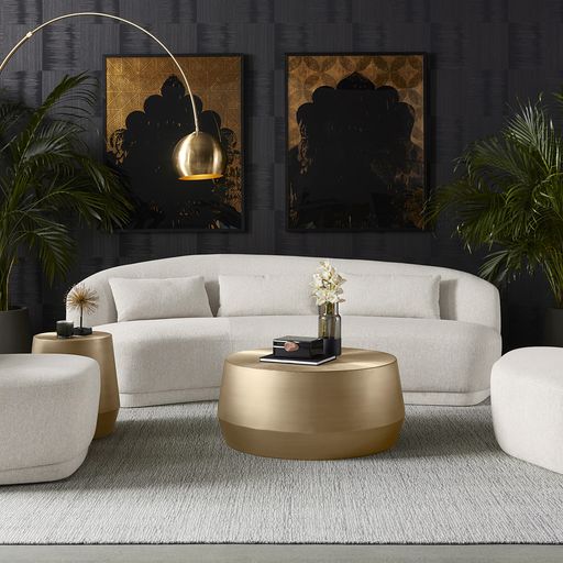 Sunpan Soraya Ottoman - Dove Cream