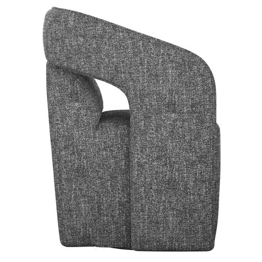 Sunpan Kendrick Wheeled Dining Armchair in Abbington Black / Moto Stucco / Nash Zebra