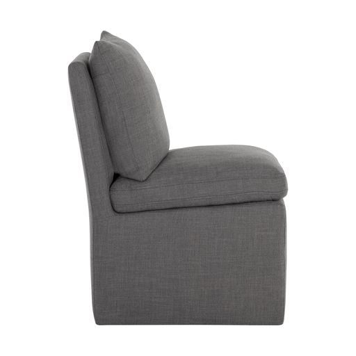 Sunpan Glenrose Wheeled Dining Chair in Effie Linen / Effie Smoke
