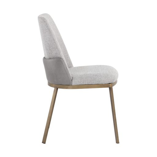 Sunpan Marie Dining Chair Belfast Heather Grey-Bravo Metal / Belfast Oatmeal-Bravo Cognac - Set of Two