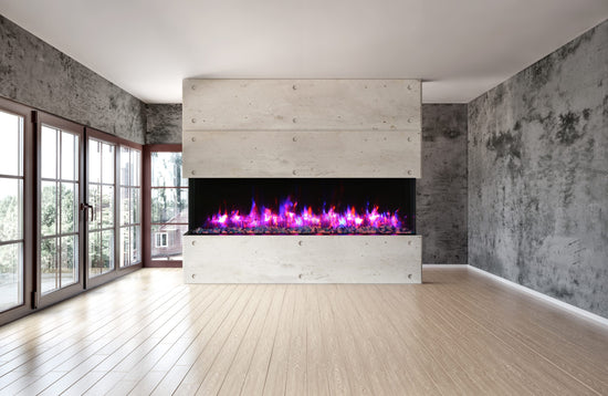 Amantii 88" Unit - 14 1/4" In Depth 3 Sided Glass Fireplace