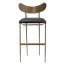 Sunpan Gibbons Barstool in Antique Brass - Charcoal Black Leather / Black - Bravo Portabella