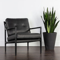 Sunpan Gilmore Lounge Chair  Black - Black Leather / Walnut - Vienna Cream