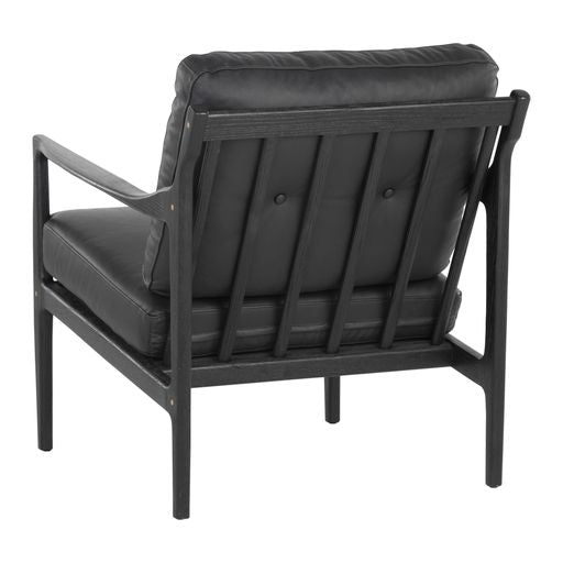 Sunpan Gilmore Lounge Chair  Black - Black Leather / Walnut - Vienna Cream