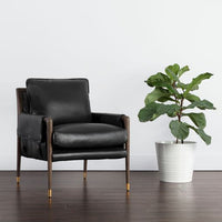 Sunpan Mauti Lounge Chair Dark Brown - Cortina Black Leather / Cortina Ink Leather