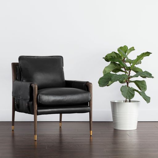 Sunpan Mauti Lounge Chair Dark Brown - Cortina Black Leather / Cortina Ink Leather