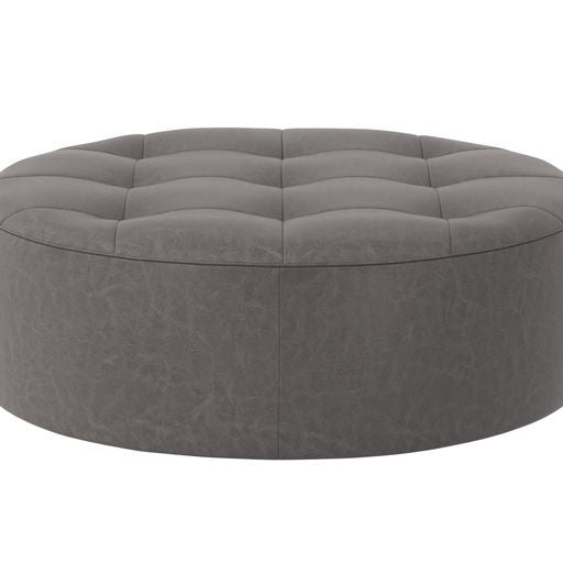 Sunpan Nilda Ottoman Camel / Vintage Charcoal Leather