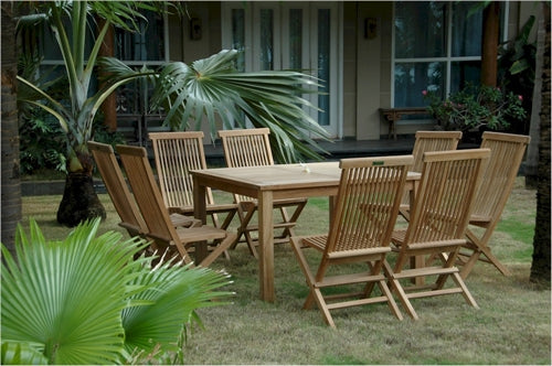 Anderson Teak Windsor 47" Square Table and Classic Folding Chair