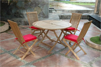 Anderson Teak Bahama 47" Round Folding Table and Classic Folding Chair