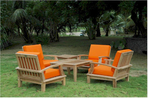 Anderson Teak Brianna Armchair with 32" Square Coffee Table and 22" Square Side Table 2-Tier