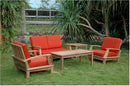 Anderson Teak Brianna Deep Seating Armchair + Loveseat with Coffee Table and Side Table 2-Tier