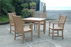 Anderson Teak Bahama 35" Square Bistro Table and 4 Chicago Dining Armchair