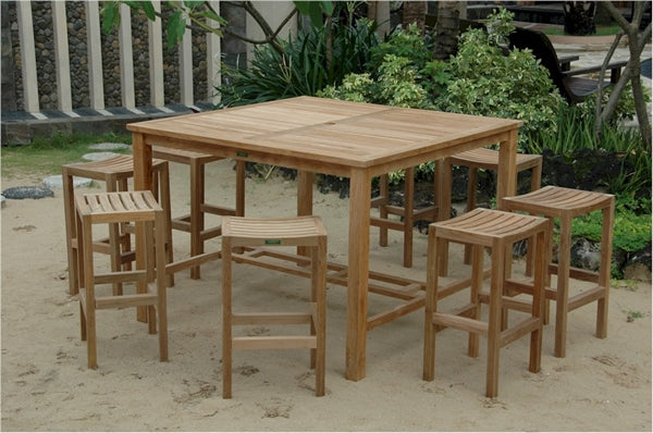 Anderson Teak Windsor 59" Square Bar Table and New Montego Bar Chair