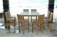 Anderson Teak Windsor 59" Square Bar Table and Avalon Bar Chair