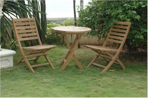 Anderson Teak Bahama 27" Bistro Round Folding Table and 2 Andrew Folding Chair