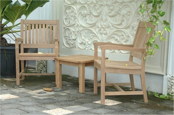 Anderson Teak Bahama 20" Mini Side Table with 2 Rialto Arm Chair