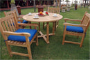 Anderson Teak Tosca 47" Round Table and 4 Classic Dining Armchair