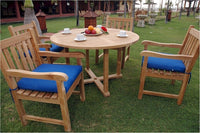 Anderson Teak Tosca 47" Round Table and 4 Classic Dining Armchair