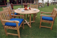 Anderson Teak Tosca 47" Round Table and 4 Classic Dining Armchair