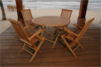 Anderson Teak Bahama 47" Round Folding Table and Classic Folding Armchair