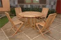 Anderson Teak 47" Round Butterfly Folding Table and Comfort Folding Chair