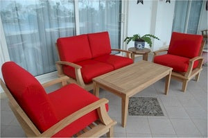 Anderson Teak Brianna Armchair with Loveseat and Rectangular Coffee Table and 20" Round Side Table