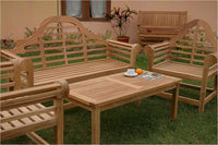 Anderson Teak Marlborough Bench with 2 Marlborough Armchair and Rectangular Coffee Table