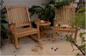 Anderson Teak Del-Amo Rocking Chair and Bahama 20" Round Mini Side Folding Table