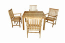 Anderson Teak Windsor 47" Square Table and 4 Wilshire Dining Armchair