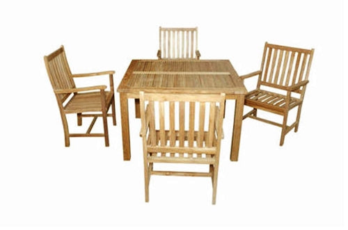 Anderson Teak Windsor 47" Square Table and 4 Wilshire Dining Armchair