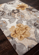 Jaipur Blue Petal Pusher Hand-Tufted White & Nickel Rug