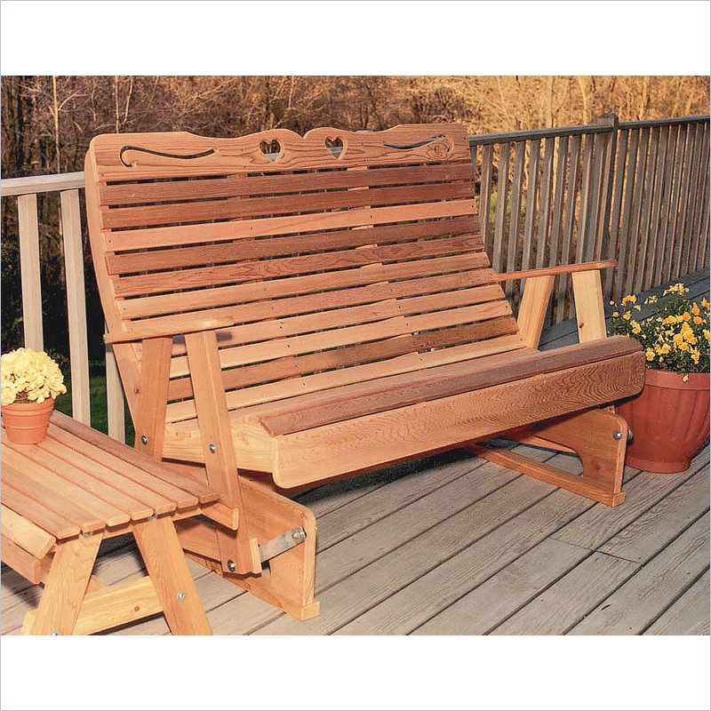 Creekvine Designs 6-Ft Cedar Country Hearts Rocking Glider