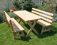 Creekvine Designs 27" Cedar Backyard Bash Cross Legged Picnic Table with Backed Benches