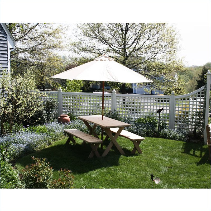 Creekvine Designs Red Cedar 27-Inch Wide 8-Ft Backyard Bash Cross Legged Picnic Table with Detached Benches