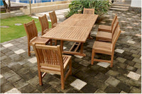 Anderson Teak Sahara 9-Piece Dining Chair and Bahama 118" Rectangular Extension Outdoor Dining Set