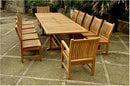 Anderson Teak Valencia 117" Double Ext. Table with 2 pcs Sahara dining Armchair and 10 pcs dining Chair