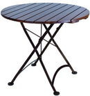 Furniture Designhouse French Cafe Round Bistro 32" Round Folding Table - European Chestnut Wood Slat Top