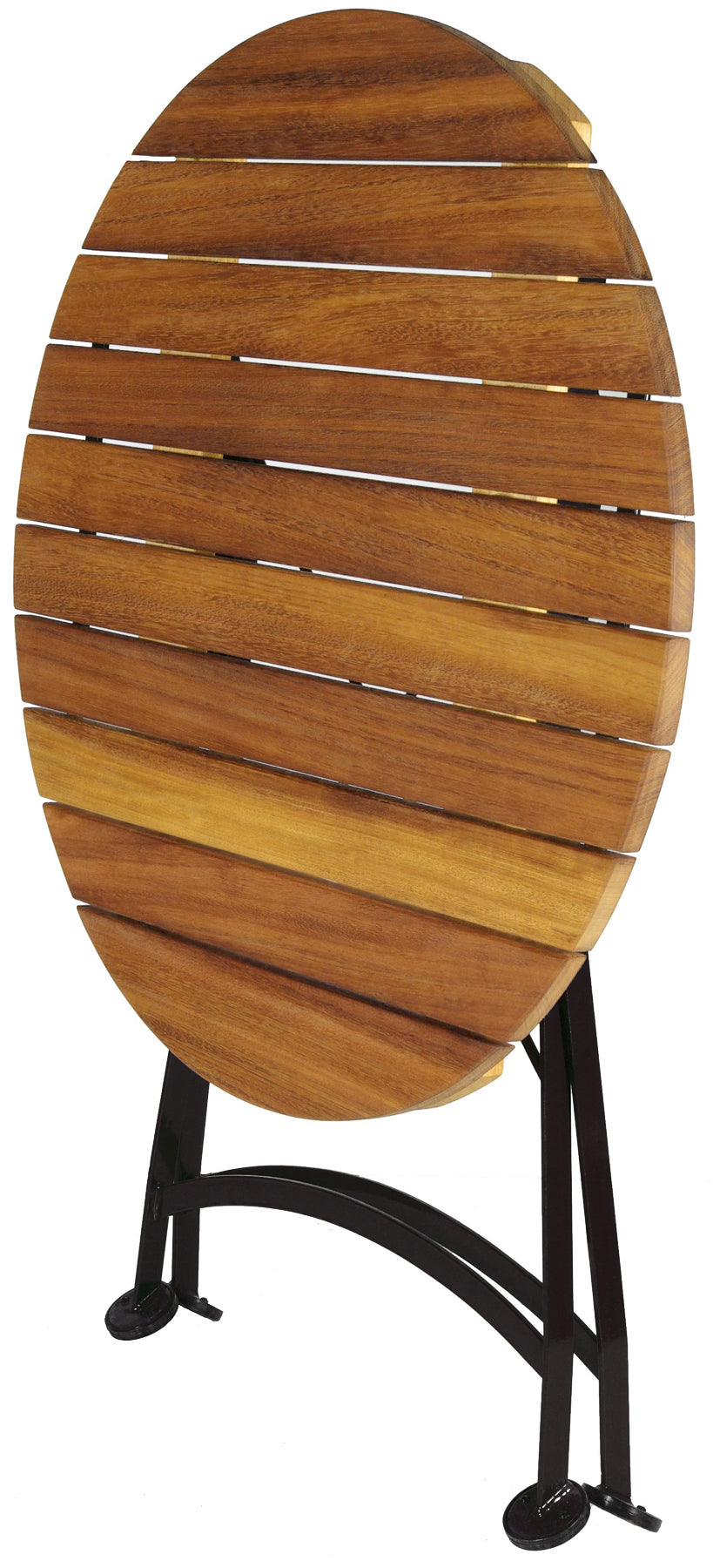 Furniture Designhouse French Cafe Round Bistro 32" Round Folding Table - European Chestnut Wood Slat Top