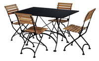 Furniture Designhouse French Cafe Bistro 32" x 48"  Folding Rectangular Table - Powder Coated Steel Frame and Top
