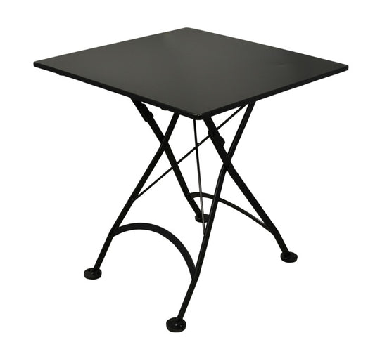 Furniture Designhouse French Cafe Bistro 28' Square Folding Table - Powder Coated Steel Top and Legs - Jet Black and Flame Red and Green