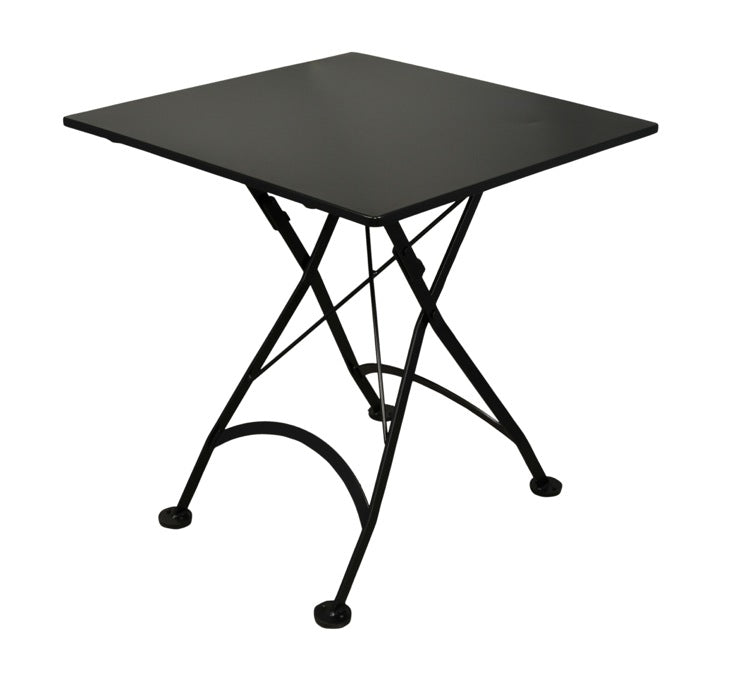 Furniture Designhouse French Cafe Bistro 28' Square Folding Table - Powder Coated Steel Top and Legs - Jet Black and Flame Red and Green